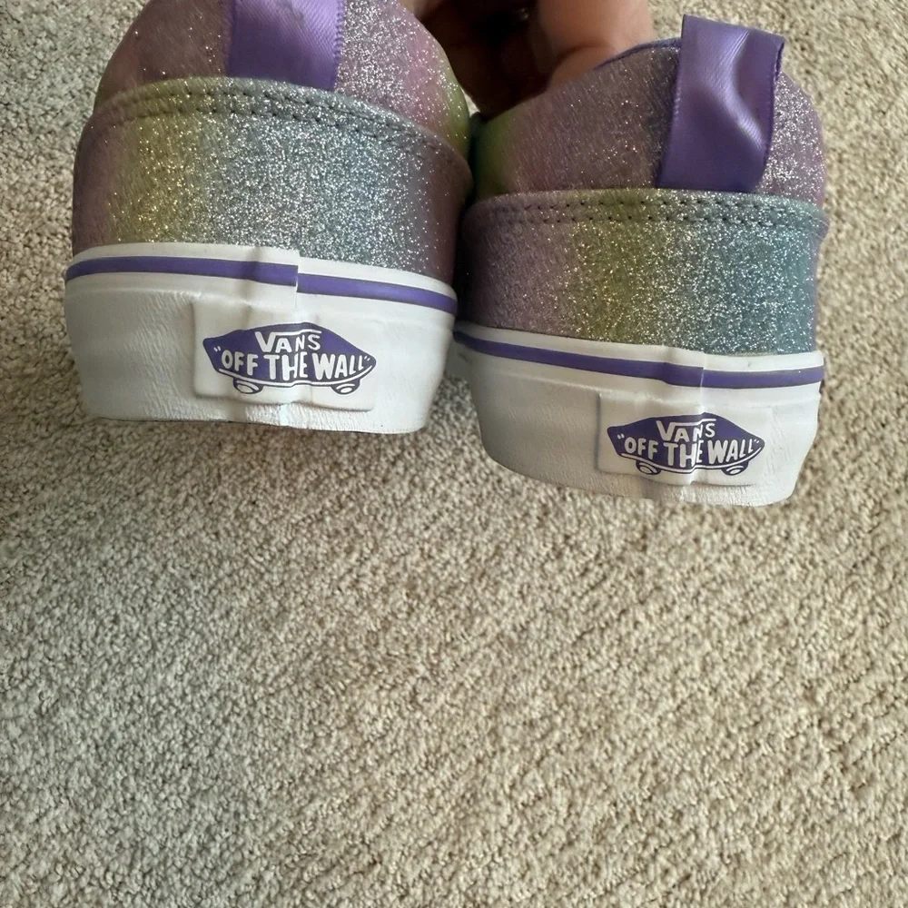 Vans Rainbow Glitter Asher Pull‎ Ons Youth Size 6 Or Women’s  Size 7 New No box